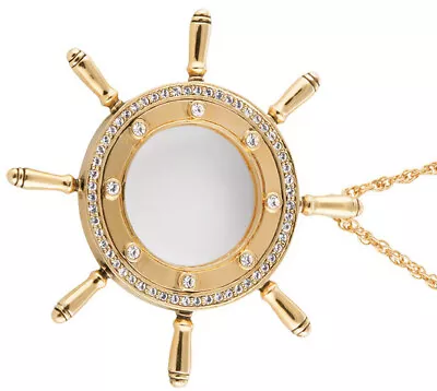  Gold Plated Ships Wheel Magnifying Glass Pendant And Chain Ari D Norman • £86.50