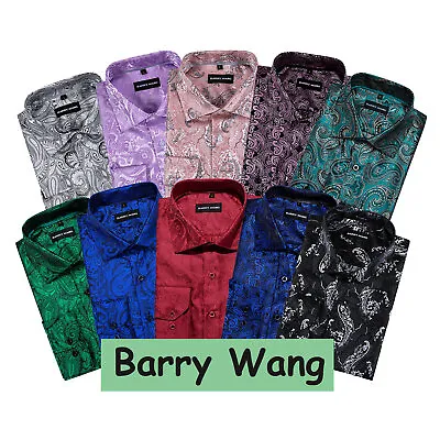 Paisley Floral Mens Long Sleeve Shirt Red Purple Blue Button Down Casual Shirts • £19.99