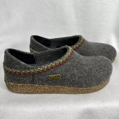 Haflinger GZB Wool Clogs EU 39 US 8 Women's Slippers Gray Non Skid Soles • £66.27