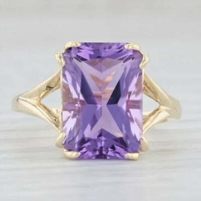 2CT Emerald Cut Lab Created Amethyst Diamond Wedding Ring 14K Yellow Gold Plated • $81.24