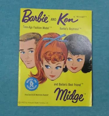 Vintage Barbie And Ken And Midge Yellow Fashion Booklet • $1.50