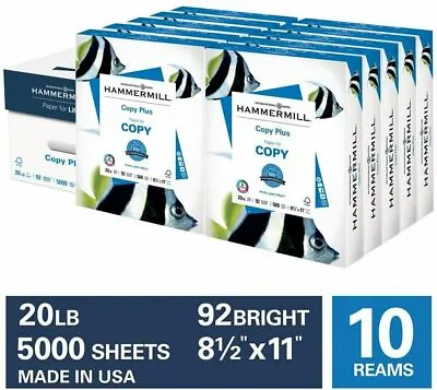 Hammermill Printer Copy Paper 10 REAM 8.5 X 11 White 20 Lb. 5000 SHEETS • $64.98