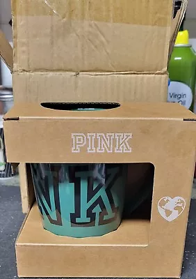 VICTORIA SECRET GREEN COFFEE MUG THAT SAYS “pink” • $15