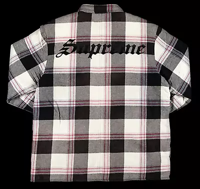 Fw20 Supreme Quilted Flannel Button Up Shirt White Red Grey Black Sz Xl • $200