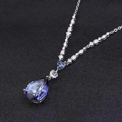 10.68Ct Natural Iolite Blue Mystic Quartz Pendant 925 Sterling Silver Necklace • $54.43