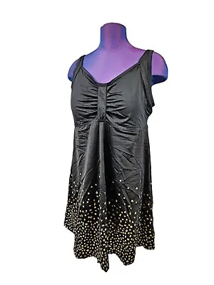 $39.99 • Buy NWT Swimsuits For All Black Gold Polka Dot Swimdress Size 20 Women's Plus C45