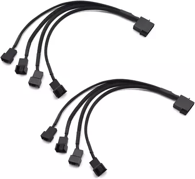 Tech Molex To Fan Power Splitter Cable 2 Pack 4-Pin IDE To 4X 4-Pin Fan Connect • $27.99
