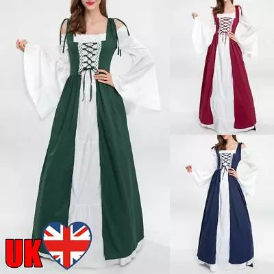 Corset Maxi Dress Medieval Renaissance Style Elegant Women Loose Party Clothing • £22.91