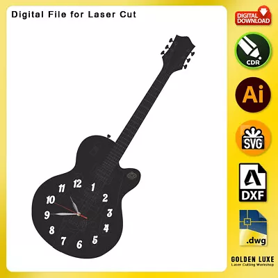 Wall Decorative Clock Guitar DXF SVG CDR File Vector For Laser Cutting Machine • $4.99