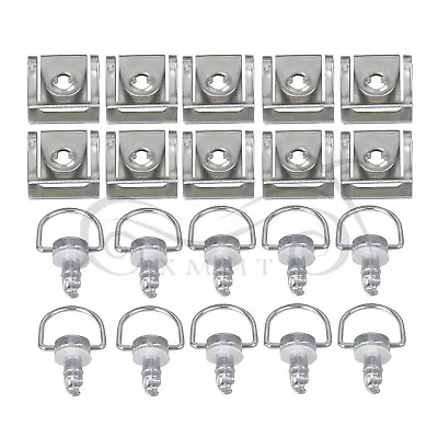 10Set Race Fasteners Quick Release 1/4 Turn Fairing 15MM Pins D-Ring Chrome Bolt • $21.83