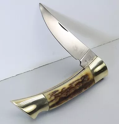 Vintage Boker Solingen Tree Brand Stag Handle Lockback Hunting Pocket Knife • $89.95