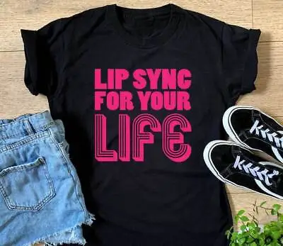 Ladies Lip Sync For Your Life T-Shirt - Drag Queen Race LGBT Gay Rupaul Gift Top • £13.99