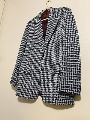 Vintage Blue Houndstooth Mens Blazer  • $29.99