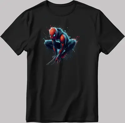 Spiderman Marvel Avengers Short Sleeve White-Black Men's / Women's N508 • £10