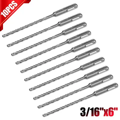 10PCS 3/16 X6  Drill Bit Set SDS Plus Rotary Hammer Concrete Masonry Carbide Tip • $16.98