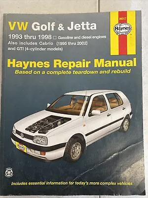 Haynes 96017 VW Golf & Jetta 1993-1998 Gas And Diesel - Cabrio 95-98 GTI 4CYL • $11.99