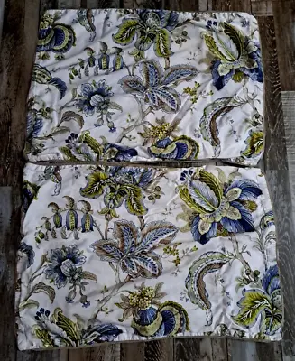 Nicole Miller Home Pillow Shams Set Of 2 Standard Blue Green Floral Cottage • $23.99