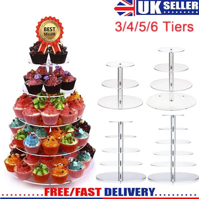 £21.99 • Buy Clear Acrylic Round Cupcake Stand Display Wedding&Party 3/5 Tier Cup Cake Holder
