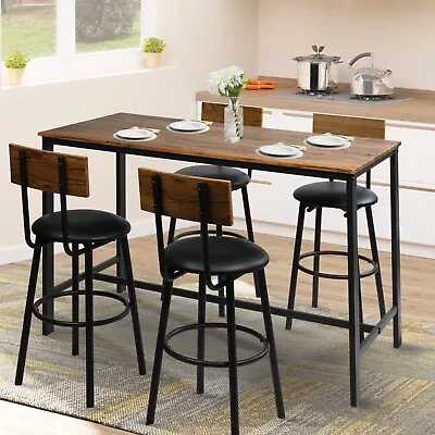 VILOBOS 5PC Dining Table Chair Set Counter Height Bar Stool PU Seat Space-Saving • $199.99