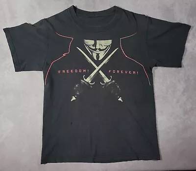 $36 • Buy Vintage 2006 V For Vendetta Movie Promo T-Shirt Fawkes Freedom Forever Small