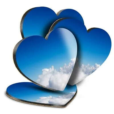 £9.99 • Buy 4x Heart MDF Coasters - Cloudscape Cumulus Clouds Blue Sky  #44630
