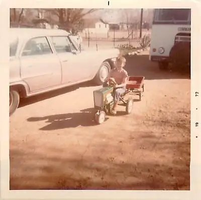 1970s Little Red Wagon Murray Toy Pedal Tractor Red Head Boy Polaroid Photo Vtg • $6.77