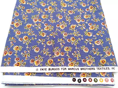 Faye Burgos For Marcus Brothers Fabric Pansies On Purple Gold 2.5 Yds New • $27.99