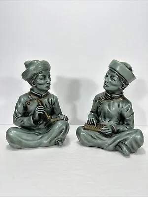 Vintage Pair Mid Century Universal Statuary Asian Chalkware Abacus Notebook 1958 • $34.50