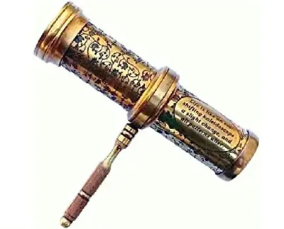 Antique Hand Carved Brass Kaleidoscope W/ Handle Vintage Look Twist Kaleidoscope • $27.38