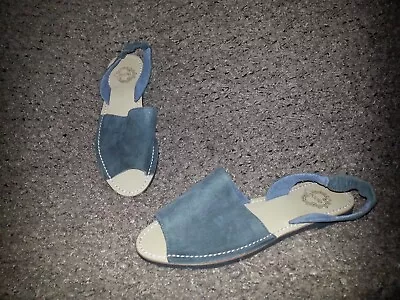 ECOTE-Blue Nubuck Slingback Flat Sandals Shoes Size 6.5-NWOT • $16.99