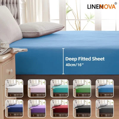 $23.99 • Buy Deep Fitted Sheet Fully Fitted Up To 40 CM Ultra Soft Single/Double/Queen/King