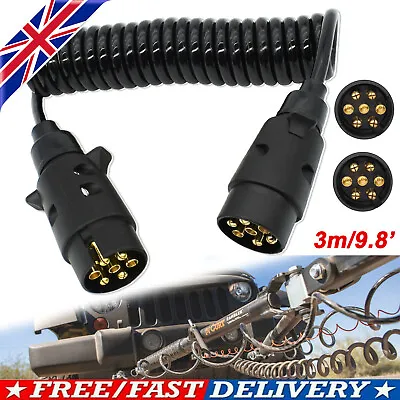 3M 7 Pin Truck Trailer Light Board Extension Cable Lead Plug Socket Towing Wire • £11.38