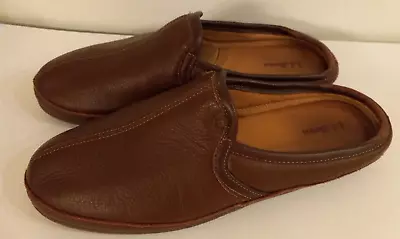 LL Bean Brown Elk Leather Padded House Slippers 272349 Men's Size US 14 Scuff • $79.99