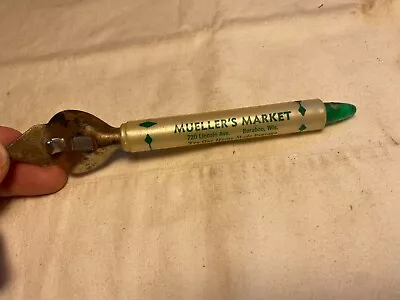 Vintage Mueller's Market ~ Baraboo WI Bullet Bottle Can Opener • $4.79