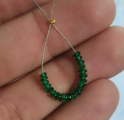 2.50mm Finest Small Zambian EMERALD Smooth Rondelle Beads 15 Beads • $79