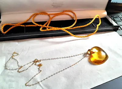 Lalique  Beautiful Crystal Amber Large Heart Within A Heart Warm Golden Amber • £195