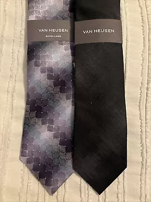 2pc Set Van Heusen Neck Tie Dark Gray And Purple • $10