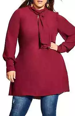 City Chic Women's Nack Tie Port Tunic Red Size 18W • $47.02