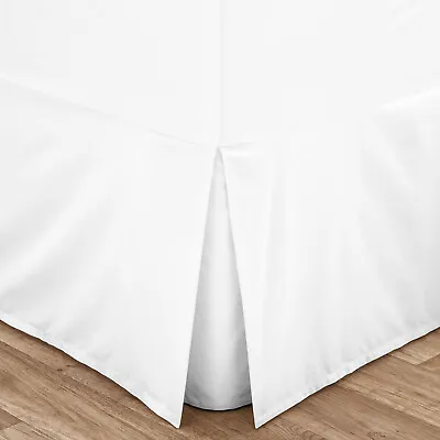 Easy Care White Base Valance Sheet Cotton Percale Single Double King Super Sizes • £7.50