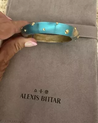 100% Authentic Alexis Bittar Lucite Round Gold Rivet Hinge Bracelet • $138.99