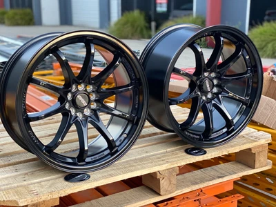 $1349.99 • Buy 4 PCs RAYS CE28 STYLE ALLOY WHEELS 18X8.5 25P 5X100 5X114.3 BLACK + BLACK LIP