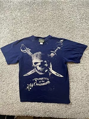 Vintage Disney Pirates Of The Caribbean  Skull T-Shirt Youth Size L Rare • $32.12