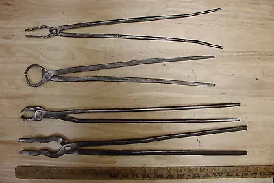 4 Antique Lightweight Blacksmith Hand Forged Tongs For More Delicate WorkVGC • $59.99