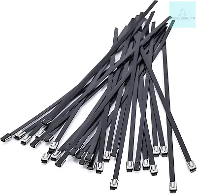 Black Metal Cable Ties Heavy Duty Self-Locking Stainless Steel Zip Ties For | X • £12.54