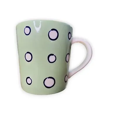 Vintage Starbucks Barista 2003 Green & White & Blue Polka Dot Coffee Mug  • $14.99