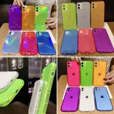 For IPhone 14 13 12 11 Pro XR XS 8 7 Laser Glitter Fluorescent TPU Case Cover • £4.79