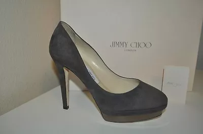  NIB $795+ Jimmy Choo Talent Mink Pewter Suede Platform Pump Shoes Gray EUR 36 • $380