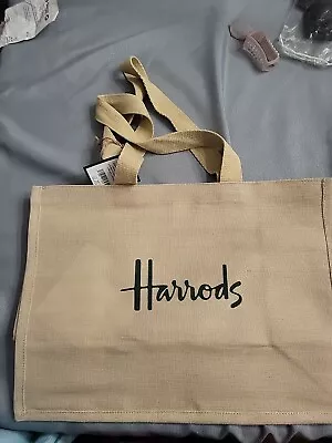 NEW Harrods London Logo Tote Shopping Bag Jute Nwt USA Seller British Shopper UK • $84.91