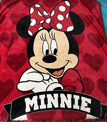 Minnie Mouse Red Plush Fleece Blanket 64” X 50” • $20