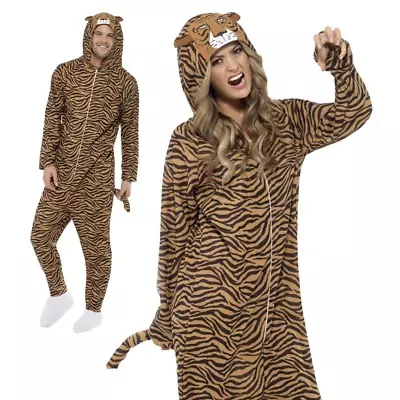 Adult Tiger Jumpsuit Costume Zoo Unisex Cat Book Week Day Fancy Dress ML • £22.99